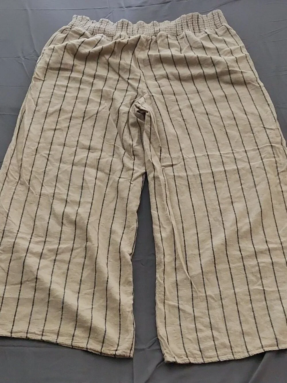 Maurices Plus 2X Beige Black Striped Wide Leg Pants Elastic Waist